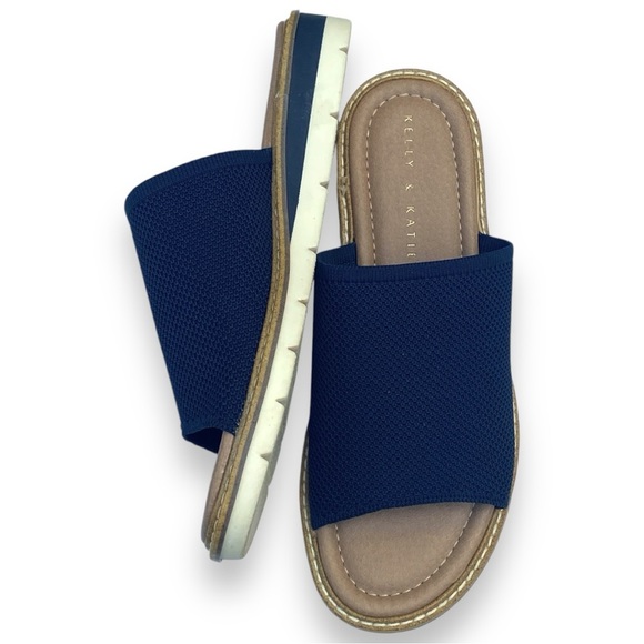 Kelly & Katie Ari Stretch Woven Upper Slide Sandal in Navy - Picture 7 of 7